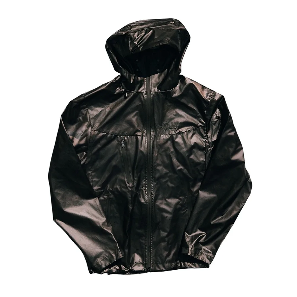 Black windbreaker product shot