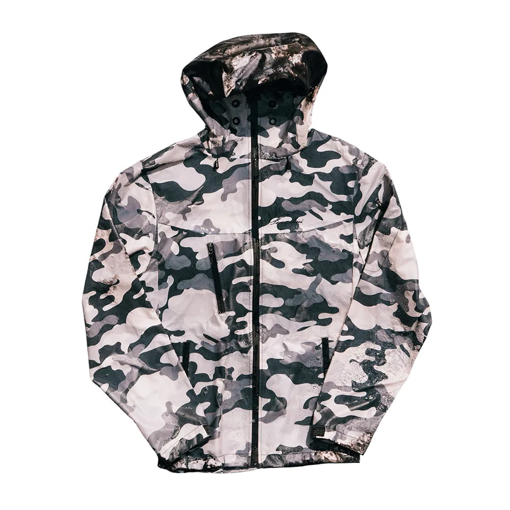 Snow camo heat-reactive windbreaker product shot