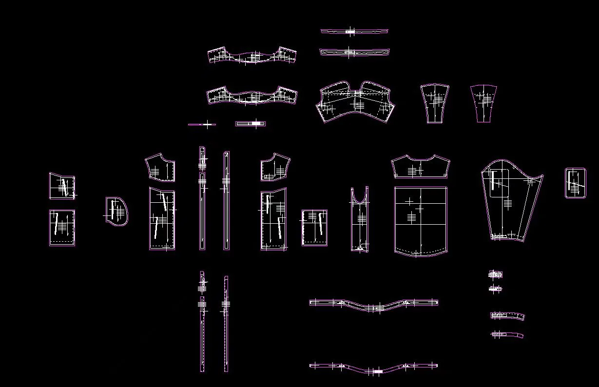 CAD layout of every windbreaker pattern piece